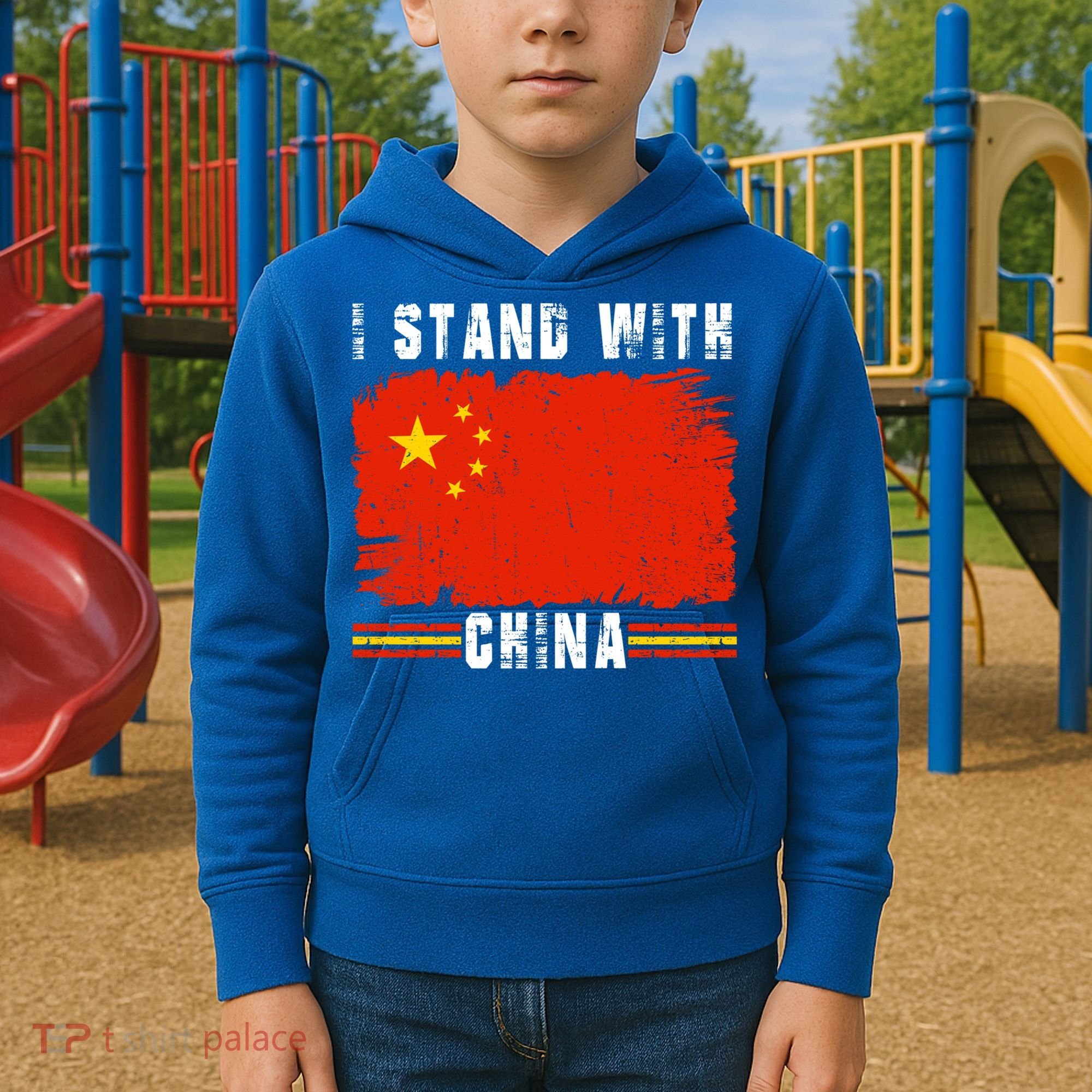 I Stand With China Flag Chinese Flag Great Gift Kids Hoodie