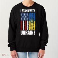 I Stand With Ukraine American Ukrainian Flag Gift Women's Sweatshirt thumb 0