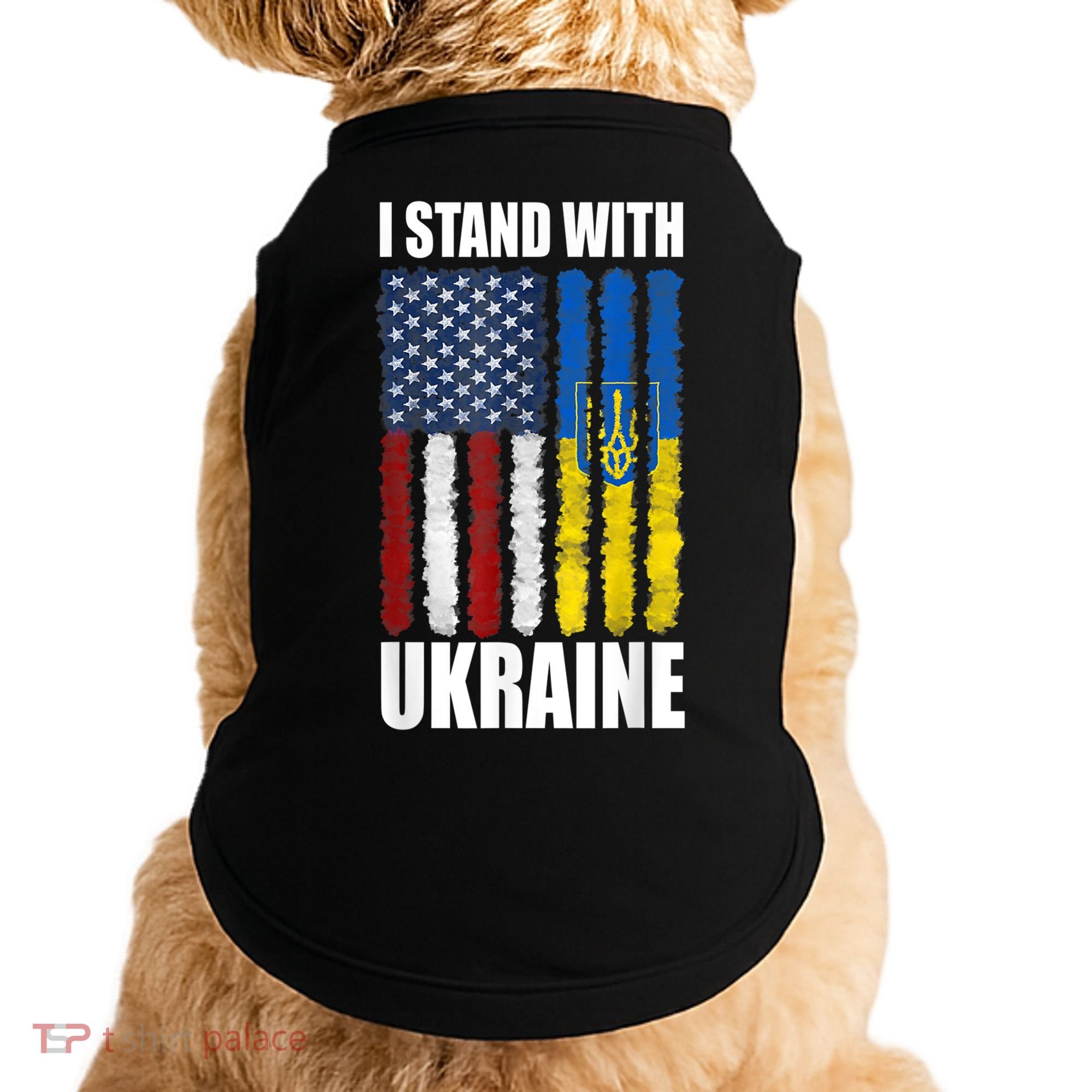 I Stand With Ukraine American Ukrainian Flag Gift Doggie Tank