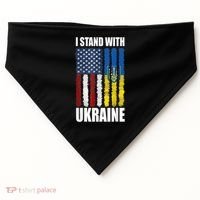 I Stand With Ukraine American Ukrainian Flag Gift USA-Made Doggie Bandana thumb 0
