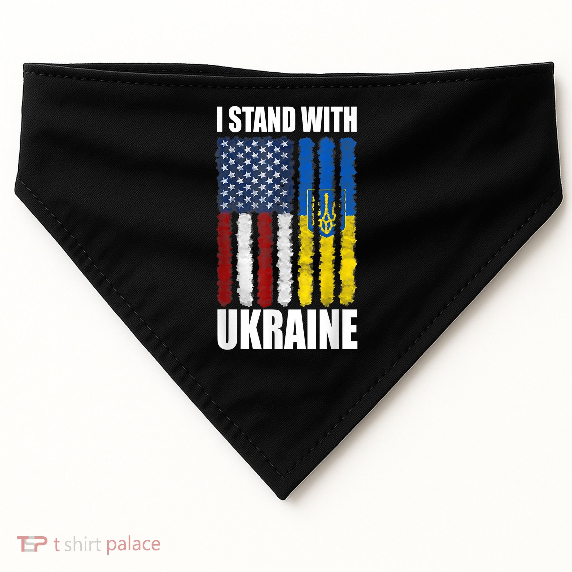 I Stand With Ukraine American Ukrainian Flag Gift USA-Made Doggie Bandana