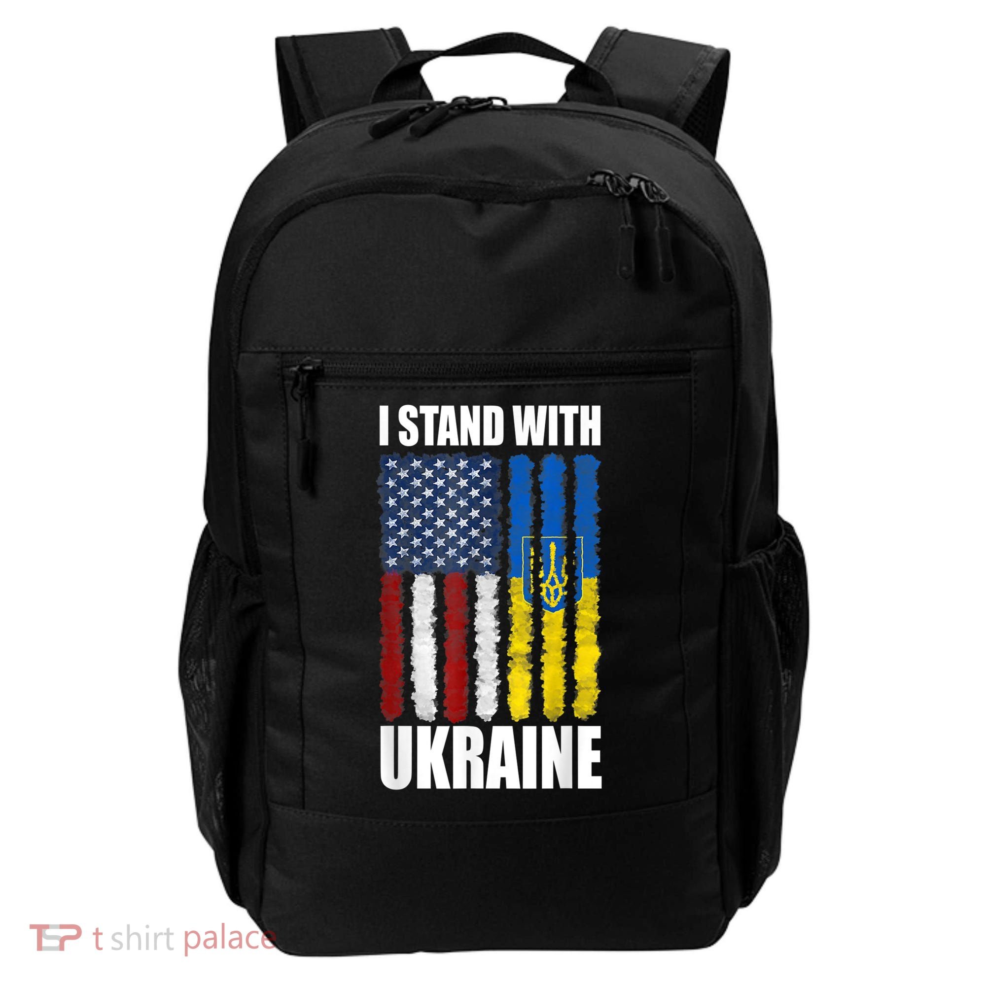 I Stand With Ukraine American Ukrainian Flag Gift Backpack