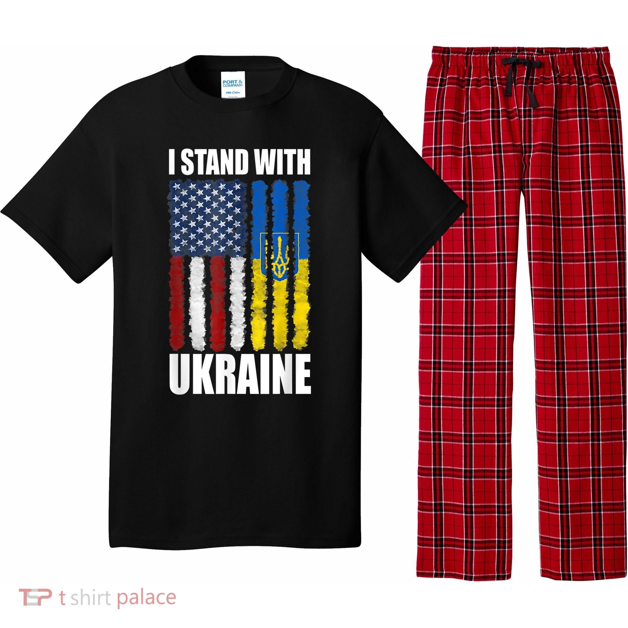 I Stand With Ukraine American Ukrainian Flag Gift Pajama Set