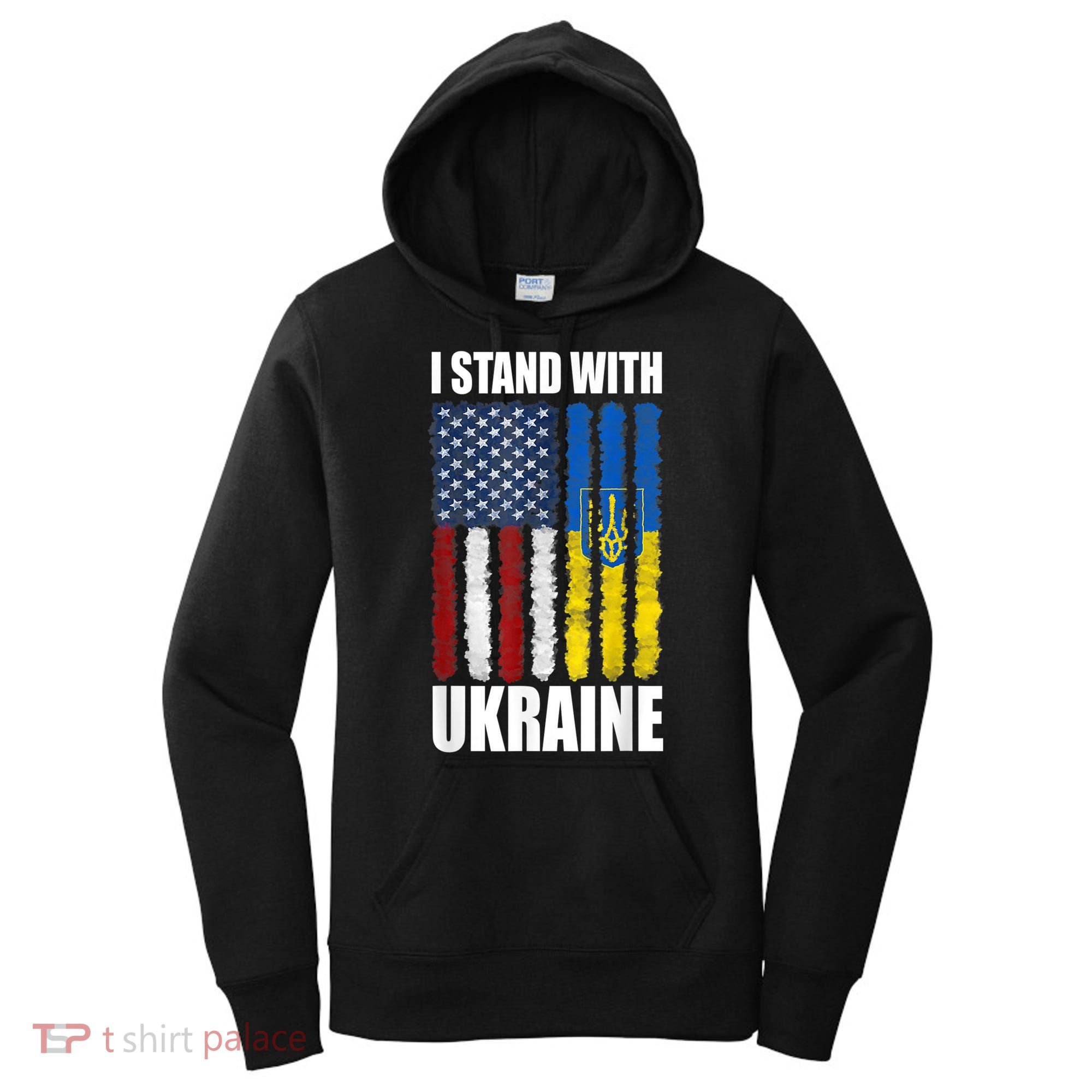 I Stand With Ukraine American Ukrainian Flag Gift Women's Hoodie