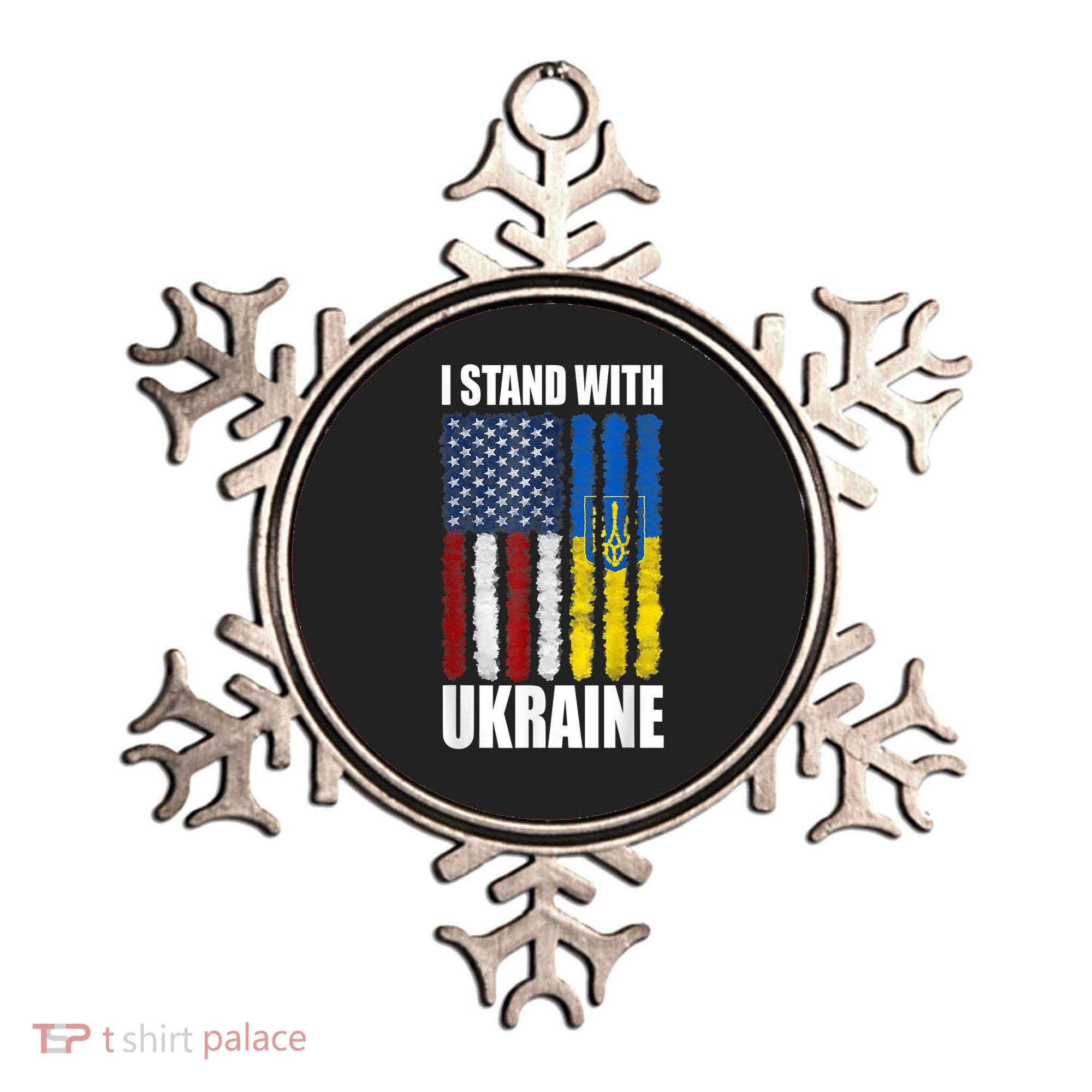 I Stand With Ukraine American Ukrainian Flag Gift Ornament