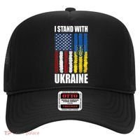 I Stand With Ukraine American Ukrainian Flag Gift Hat thumb 0