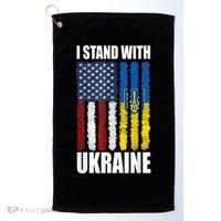 I Stand With Ukraine American Ukrainian Flag Gift Golf Towel thumb 0
