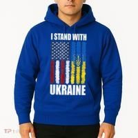 I Stand With Ukraine American Ukrainian Flag Gift Hoodie thumb 2