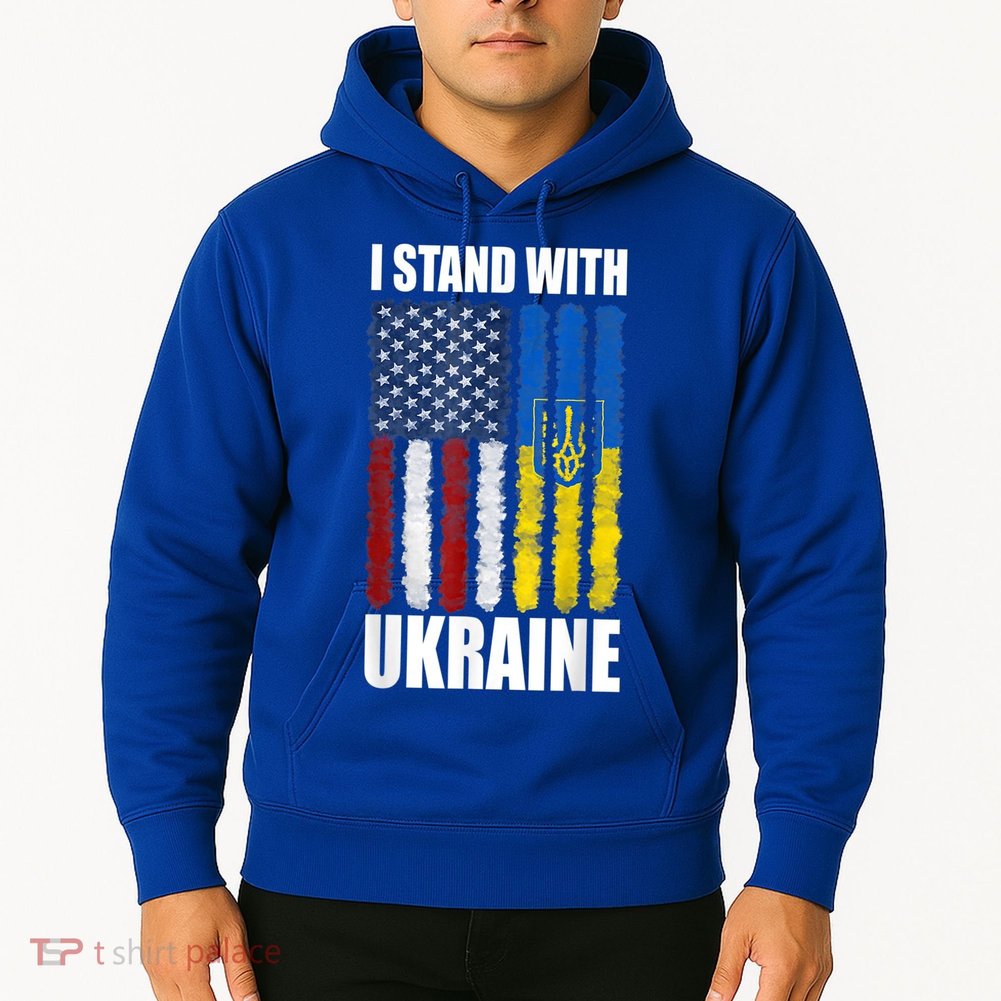 I Stand With Ukraine American Ukrainian Flag Gift Hoodie
