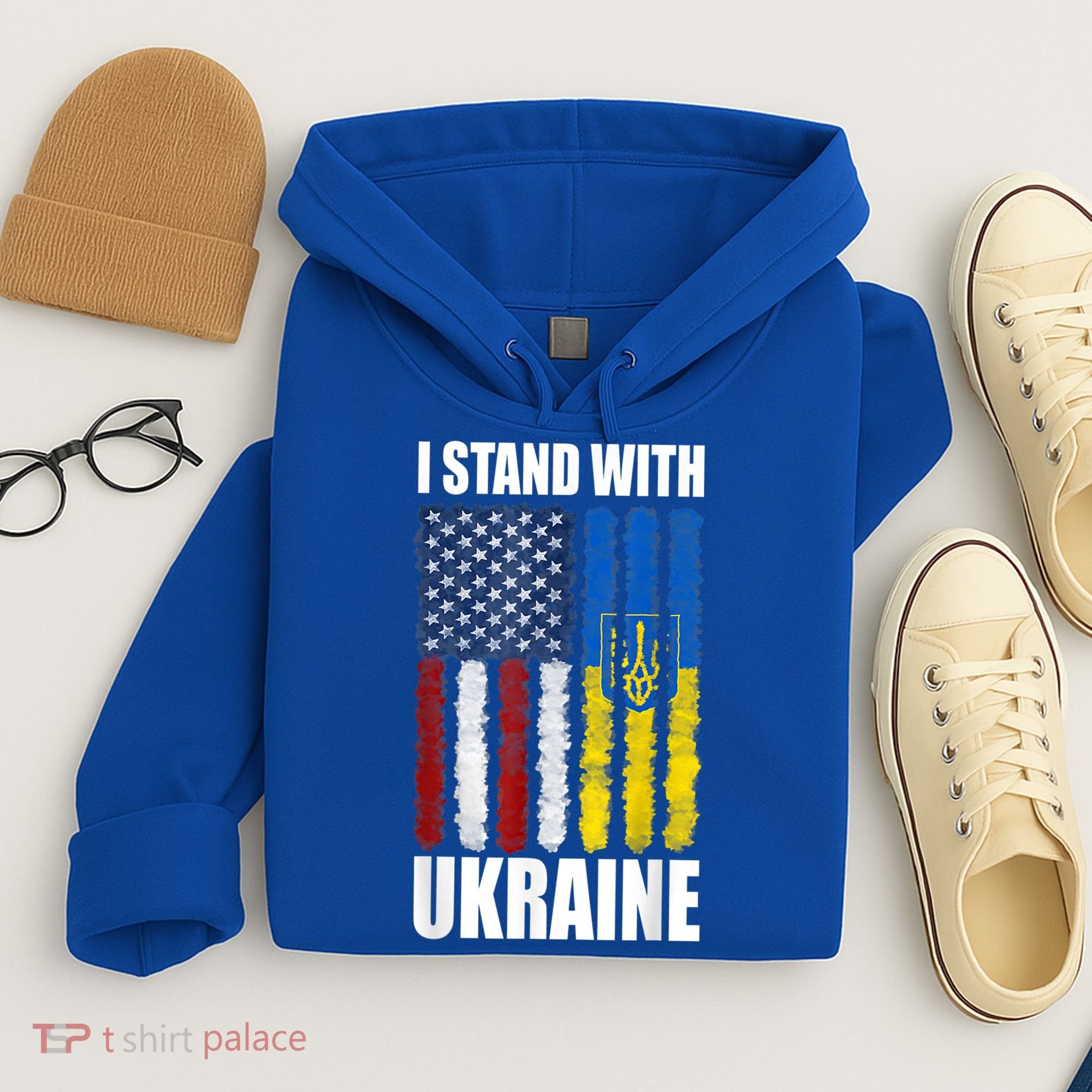 I Stand With Ukraine American Ukrainian Flag Gift Hoodie
