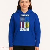 I Stand With Ukraine American Ukrainian Flag Gift Hoodie thumb 5