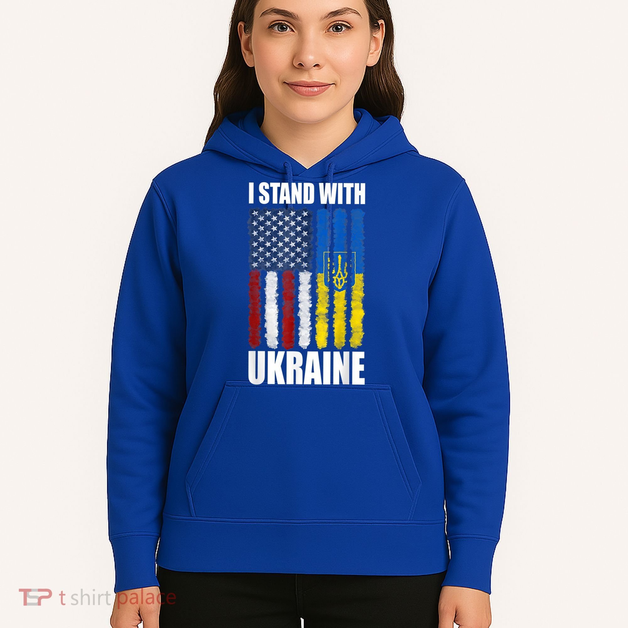 I Stand With Ukraine American Ukrainian Flag Gift Hoodie