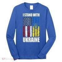 I Stand With Ukraine American Ukrainian Flag Gift Long Sleeve Shirt thumb 0