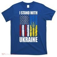 I Stand With Ukraine American Ukrainian Flag Gift T-Shirt thumb 0