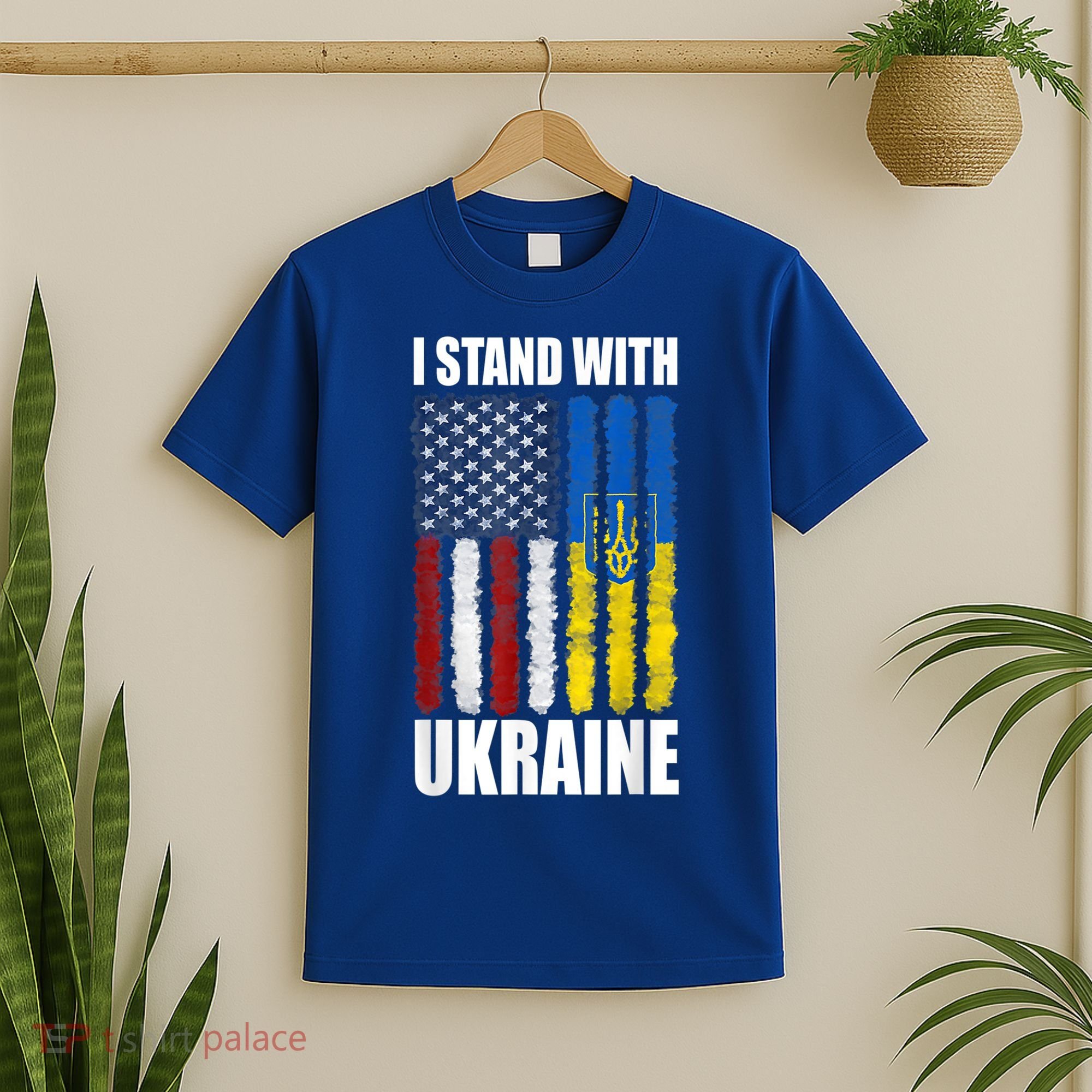 I Stand With Ukraine American Ukrainian Flag Gift T-Shirt