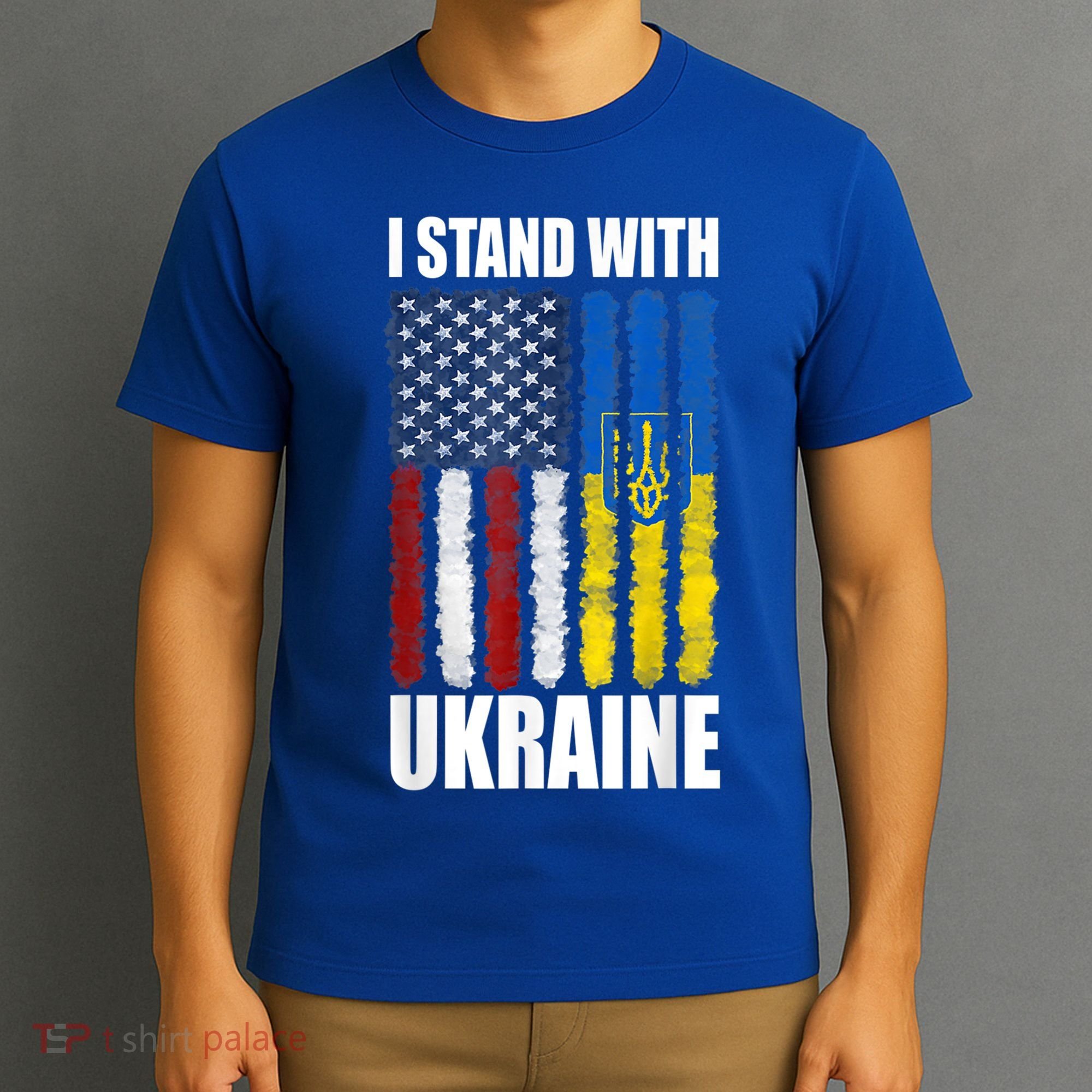 I Stand With Ukraine American Ukrainian Flag Gift T-Shirt