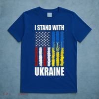 I Stand With Ukraine American Ukrainian Flag Gift T-Shirt thumb 5