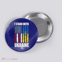 I Stand With Ukraine American Ukrainian Flag Gift Button thumb 0