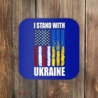 I Stand With Ukraine American Ukrainian Flag Gift Coaster thumb 0