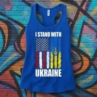 I Stand With Ukraine American Ukrainian Flag Gift Women's Tank Top thumb 3