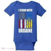 I Stand With Ukraine American Ukrainian Flag Gift Baby Bodysuit thumb 0
