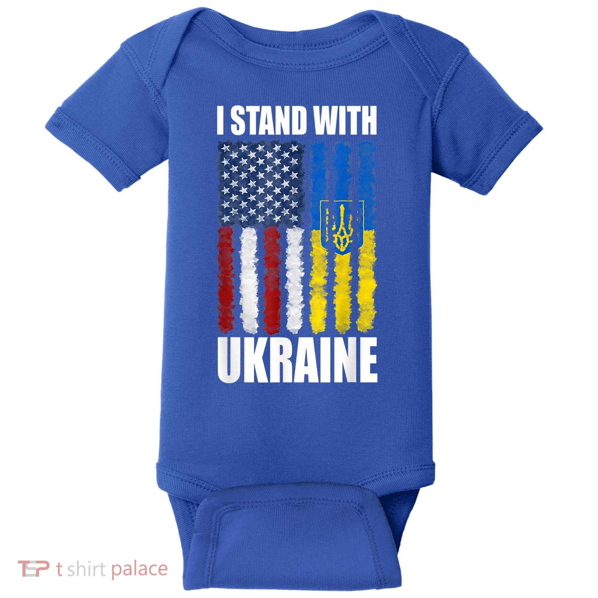 I Stand With Ukraine American Ukrainian Flag Gift Baby Bodysuit