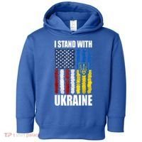 I Stand With Ukraine American Ukrainian Flag Gift Toddler Hoodie thumb 0