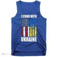 I Stand With Ukraine American Ukrainian Flag Gift Tank Top thumb 0