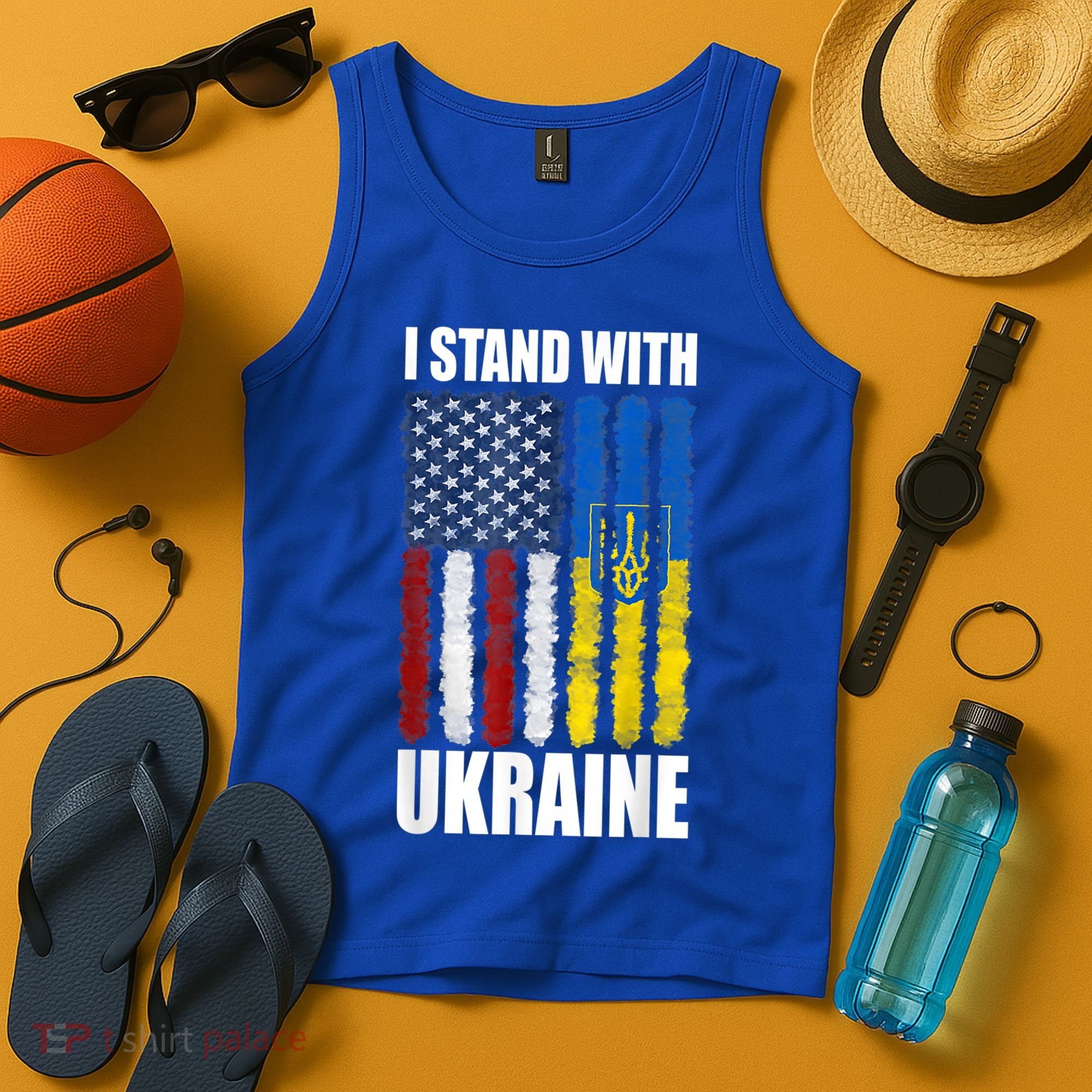 I Stand With Ukraine American Ukrainian Flag Gift Tank Top
