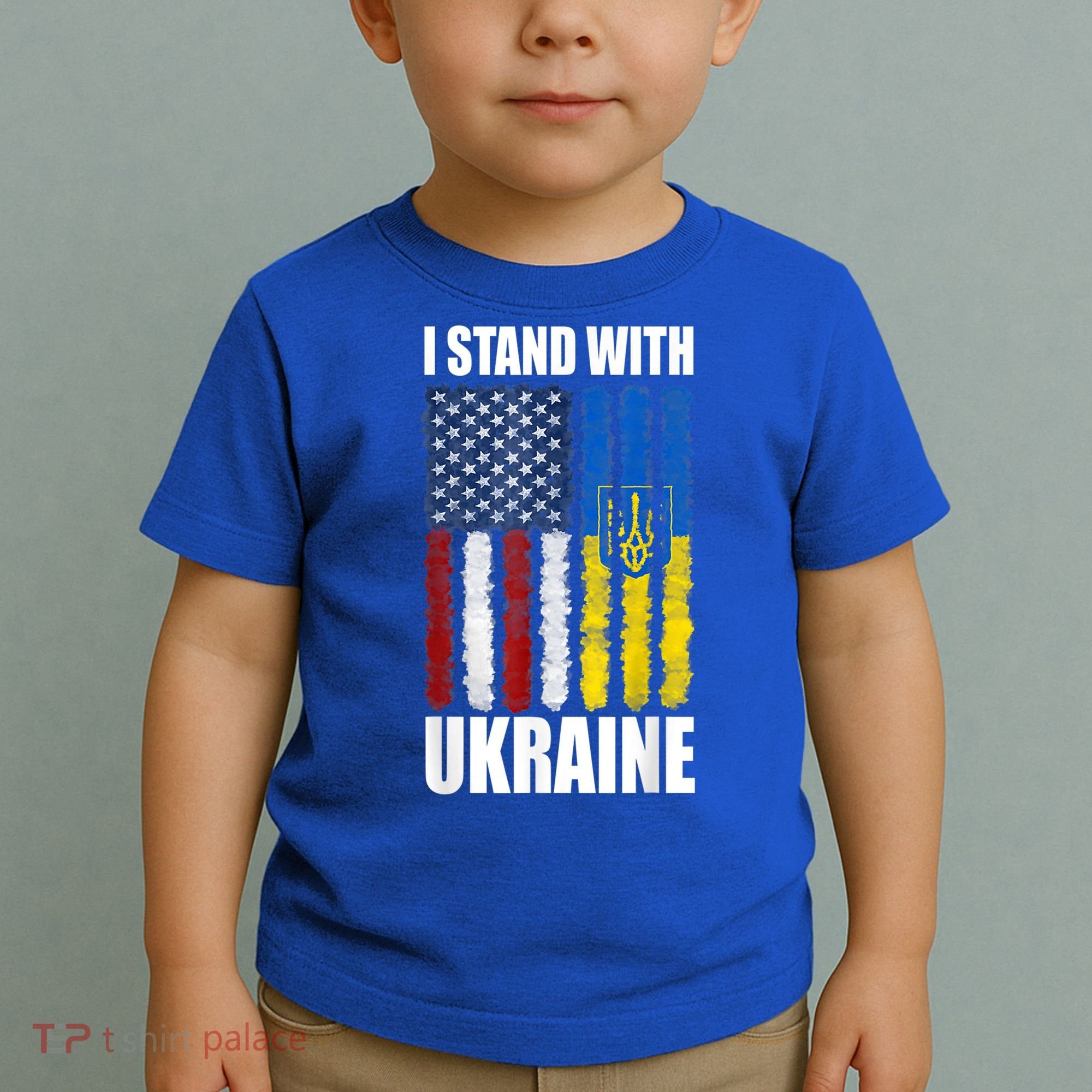 I Stand With Ukraine American Ukrainian Flag Gift Toddler T-Shirt