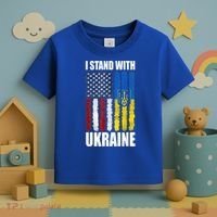 I Stand With Ukraine American Ukrainian Flag Gift Toddler T-Shirt thumb 3