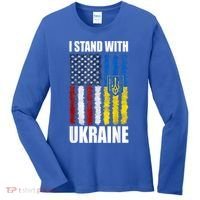 I Stand With Ukraine American Ukrainian Flag Gift Women's Long Sleeve Shirt thumb 0