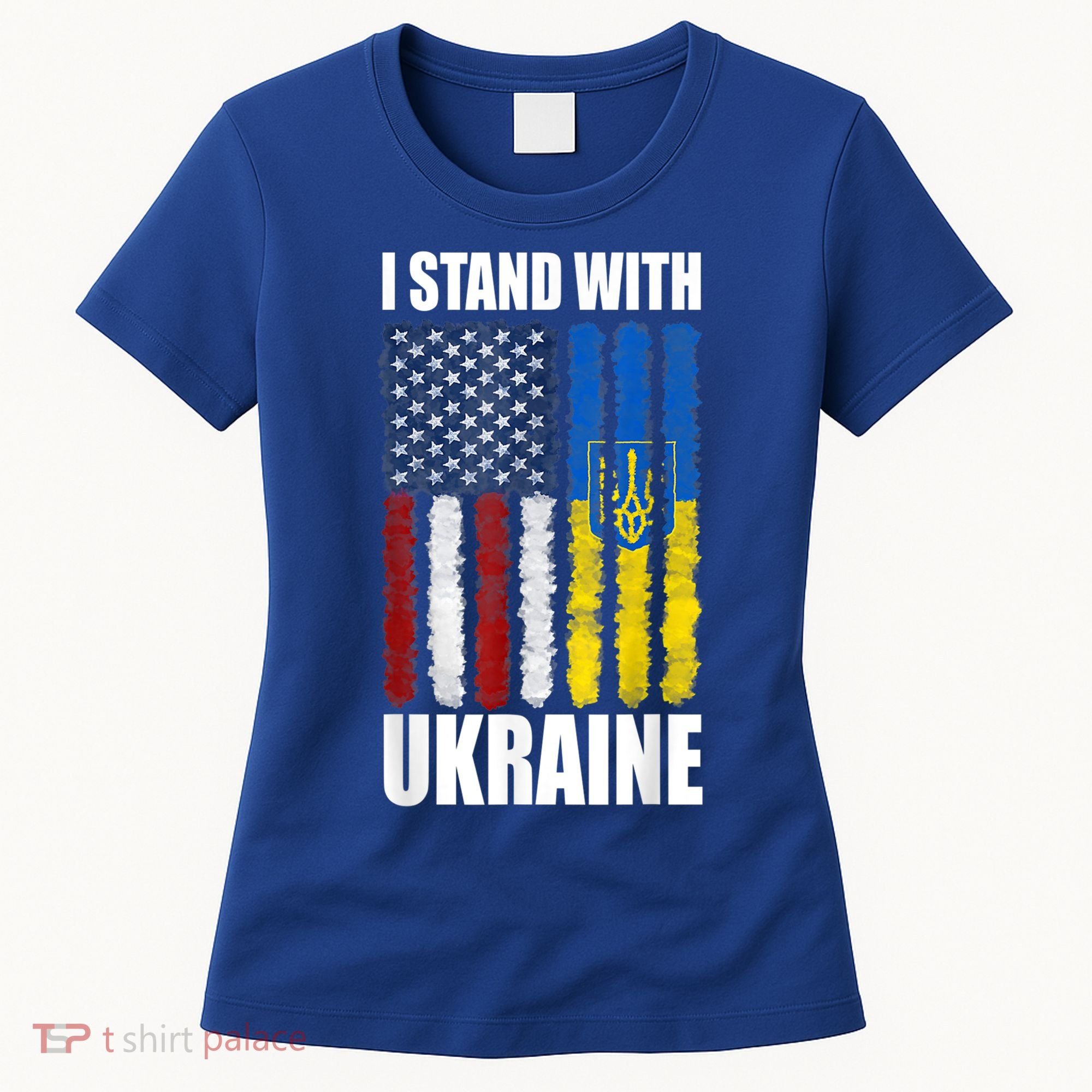 I Stand With Ukraine American Ukrainian Flag Gift Women's T-Shirt