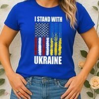 I Stand With Ukraine American Ukrainian Flag Gift Women's T-Shirt thumb 2