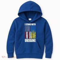 I Stand With Ukraine American Ukrainian Flag Gift Kids Hoodie thumb 0