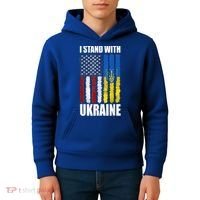 I Stand With Ukraine American Ukrainian Flag Gift Kids Hoodie thumb 4
