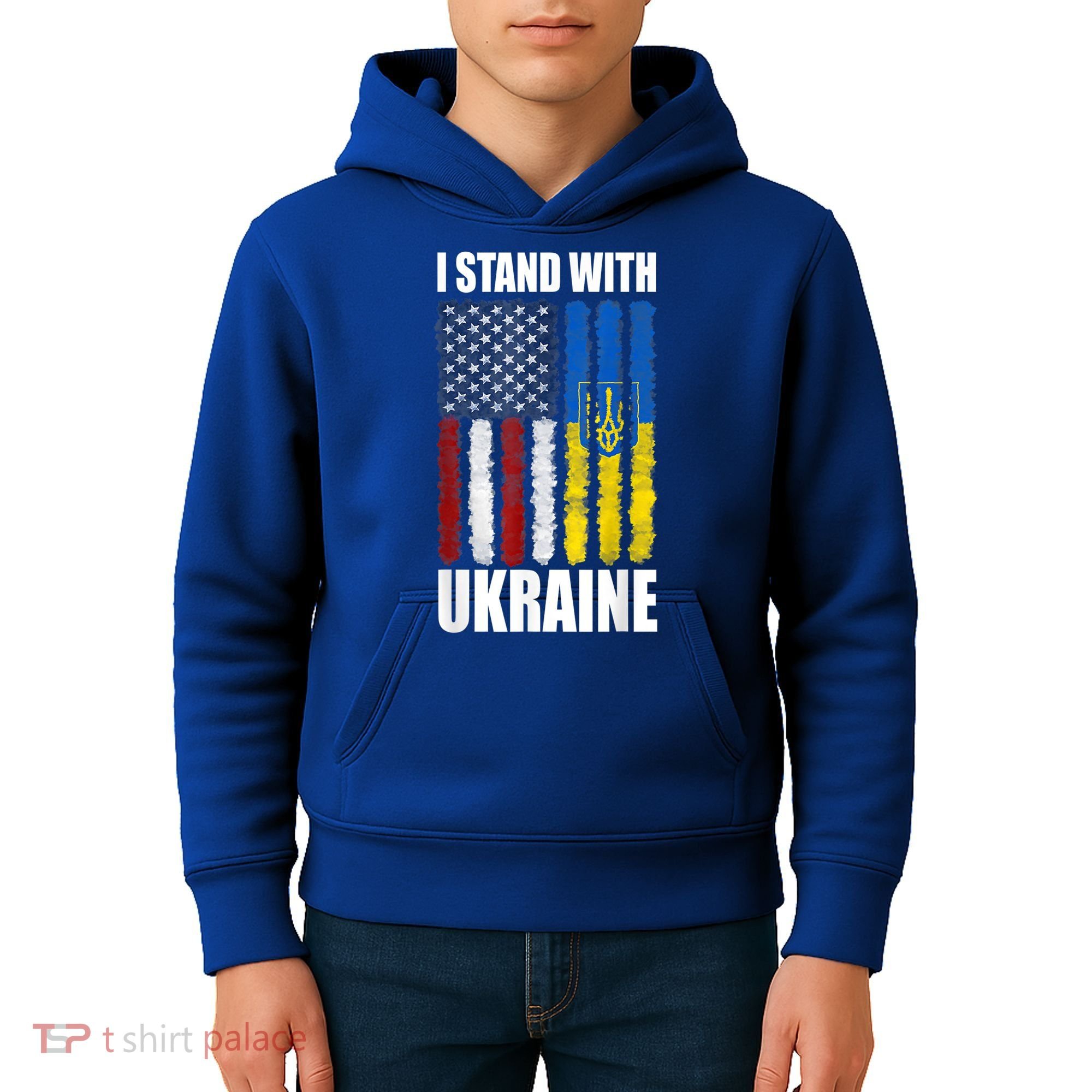 I Stand With Ukraine American Ukrainian Flag Gift Kids Hoodie