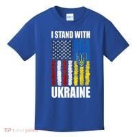 I Stand With Ukraine American Ukrainian Flag Gift Kids T-Shirt thumb 0