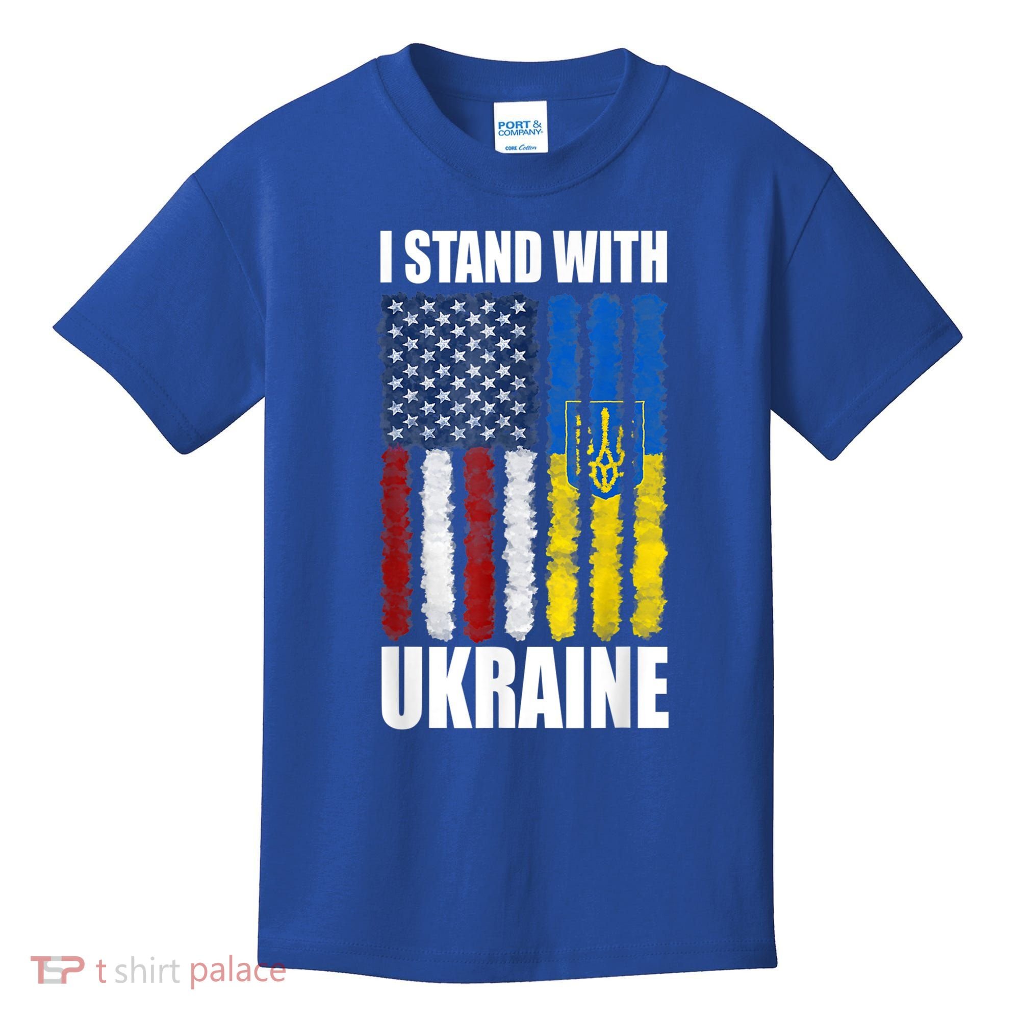 I Stand With Ukraine American Ukrainian Flag Gift Kids T-Shirt