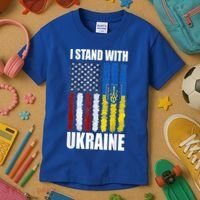 I Stand With Ukraine American Ukrainian Flag Gift Kids T-Shirt thumb 3