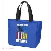 I Stand With Ukraine American Ukrainian Flag Gift Tote Bag thumb 3
