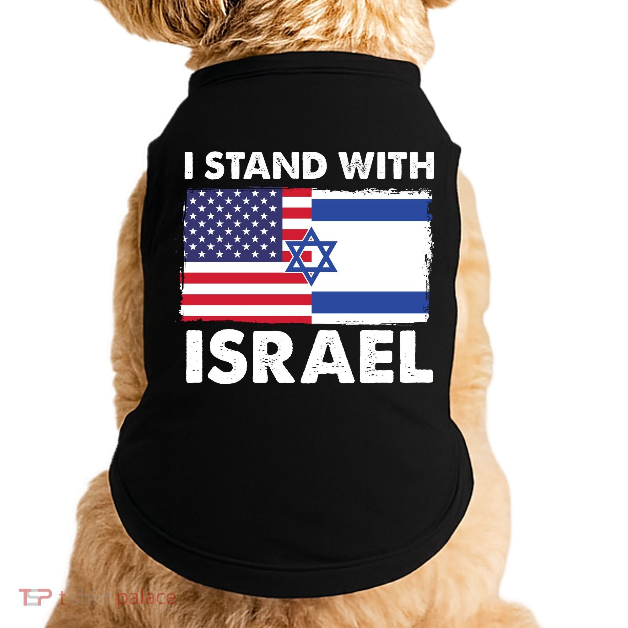 I Stand With Israel Usa Flag Doggie Tank