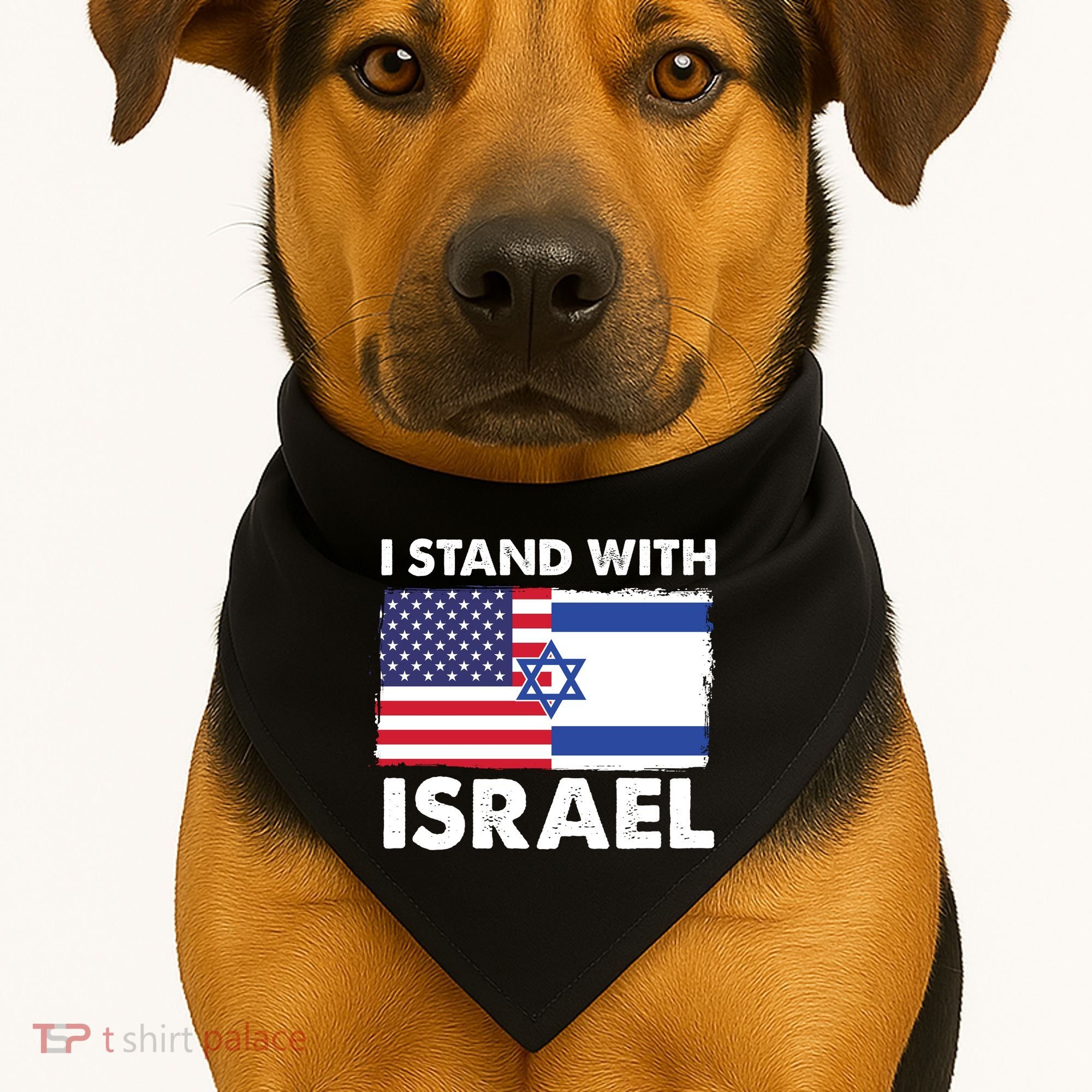 I Stand With Israel Usa Flag USA-Made Doggie Bandana