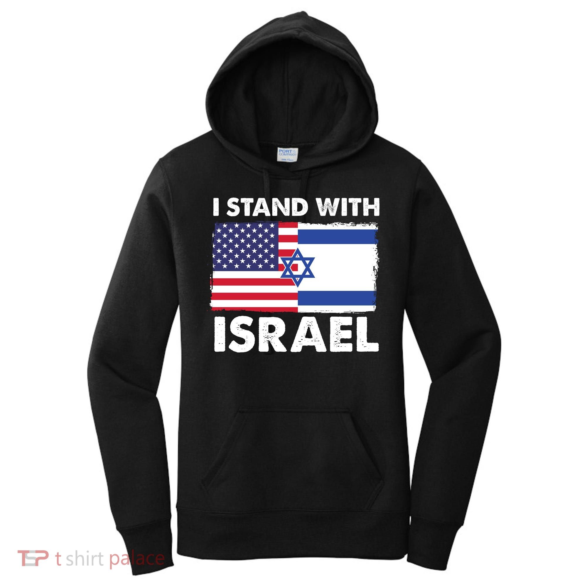 I Stand With Israel Usa Flag Women's Hoodie