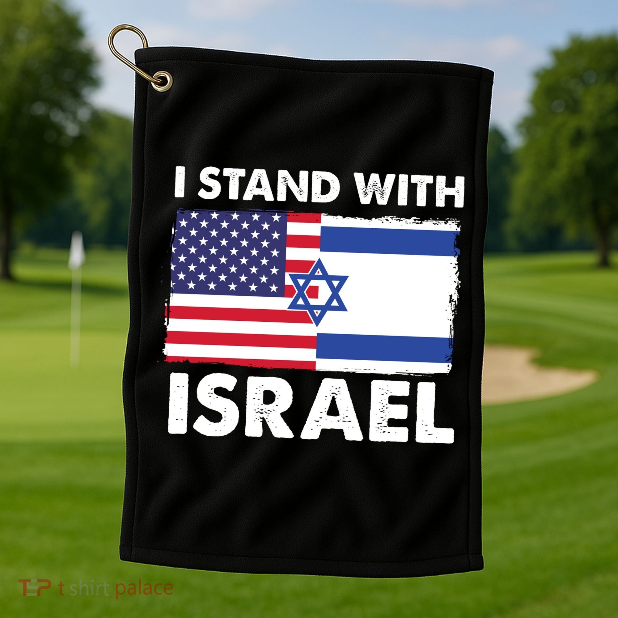 I Stand With Israel Usa Flag Golf Towel