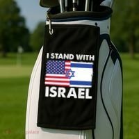 I Stand With Israel Usa Flag Golf Towel thumb 2