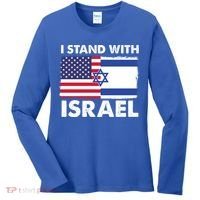 I Stand With Israel Usa Flag Women's Long Sleeve Shirt thumb 0