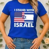 I Stand With Israel Usa Flag Women's T-Shirt thumb 2