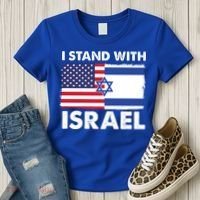 I Stand With Israel Usa Flag Women's T-Shirt thumb 3