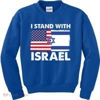 I Stand With Israel Usa Flag Kids Sweatshirt thumb 0
